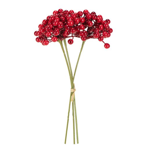 Floristik24 Red Berries Decoration Christmas Branch 27cm Bunch with 3 pcs