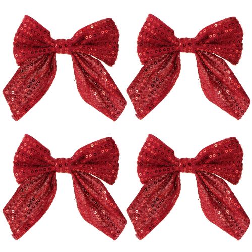 Product Red velvet bows gift bows sequins 12cm 4pcs
