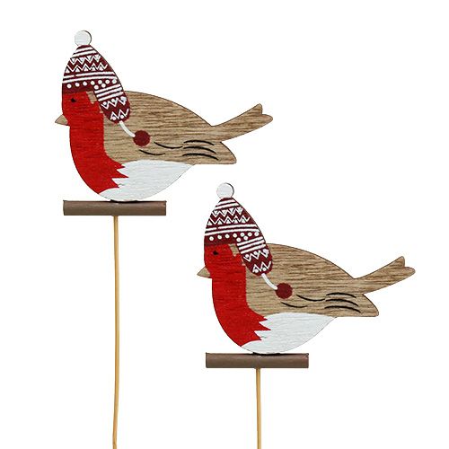 Robin on stick 7.5cm 16 pcs