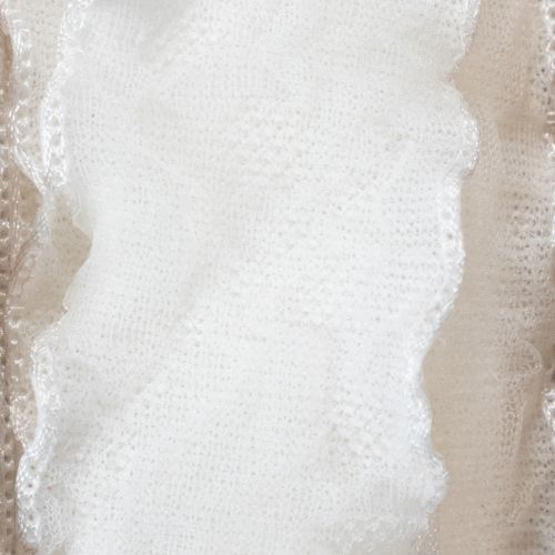 White ruffled organza ribbon, decorative ribbon, 25mm wide, 10m long | Floristik24.ie