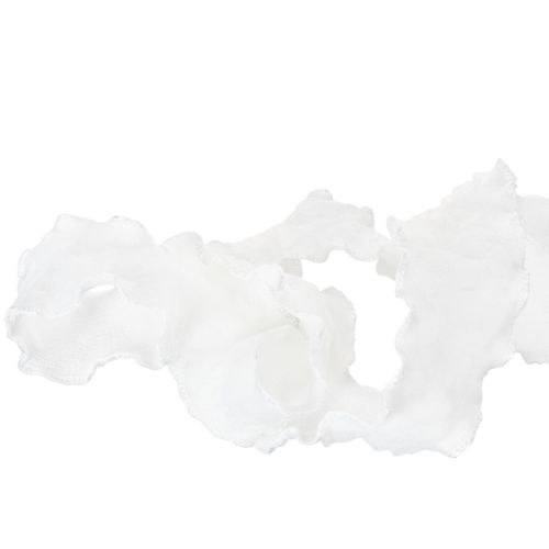 White ruffled organza ribbon, decorative ribbon, 25mm wide, 10m long | Floristik24.ie