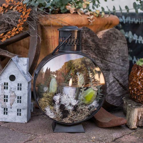 Floristik24 Round decorative lantern, rustic candle decoration, metal wind light Ø20cm H30cm