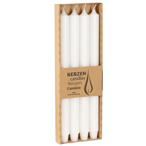 Floristik24 Rustic candles white with cone base 350/28mm 4 pcs