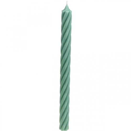 Rustic candles, solid-colored, green, 350/28mm, 4 pieces
