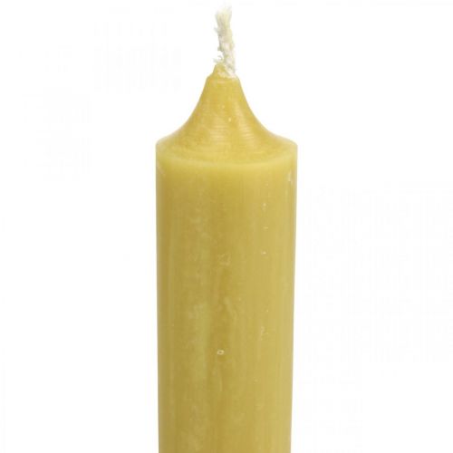 Rustic candles Tall candlesticks colored yellow 350/28mm 4pcs