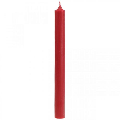 Rustic candles Tall candlesticks colored red 350/28mm 4pcs