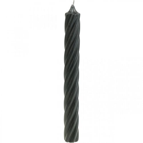 Floristik24 Rustic candles, solid colored black 250/28mm 4pcs