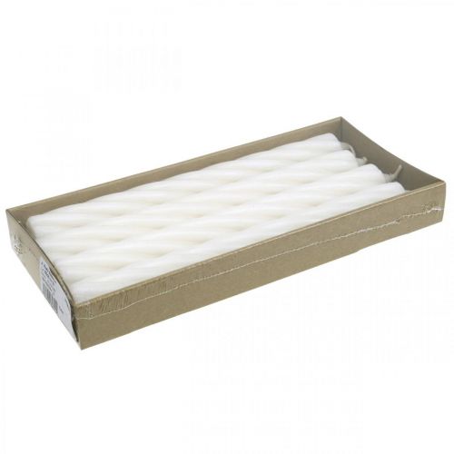 Floristik24 Rustic Candles Taper Candles Solid Colored White 250/28mm 4 Pcs