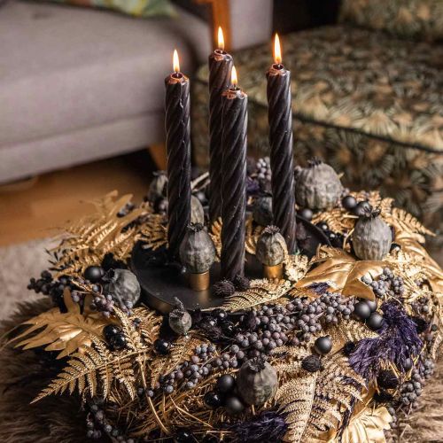Product Rustic Candles Taper Candles Solid Colored Black 250/28mm 4 Pcs