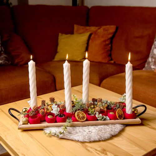 Product Rustic Candles Taper Candles Solid Colored White 350/28mm 4 Pcs