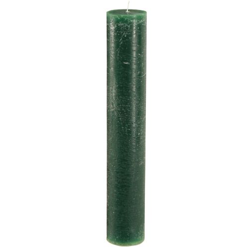 Floristik24 Solid-colored candles Rustic green taper candle for atmospheric lighting and festive decoration 300mm Ø50mm 4 pcs