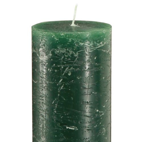 Floristik24 Solid-colored candles Rustic green taper candle for atmospheric lighting and festive decoration 300mm Ø50mm 4 pcs