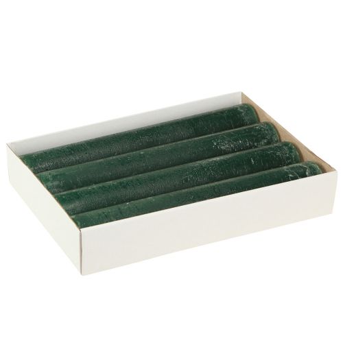 Floristik24 Solid-colored candles Rustic green taper candle for atmospheric lighting and festive decoration 300mm Ø50mm 4 pcs