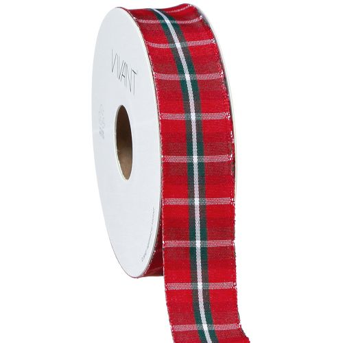 Floristik24 Rustic check ribbon in red for festive decorations Width 25mm Long 15m