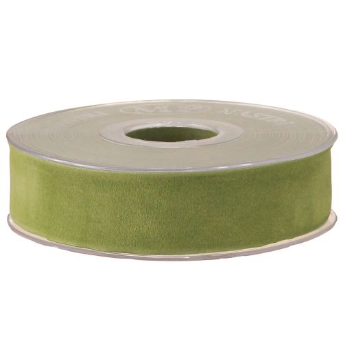 Floristik24 Velvet ribbon moss green 25mm 7m