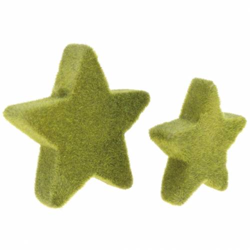 Floristik24 Scatter Decoration Stars Flocked Moss Green 4cm/5cm 40 Pcs