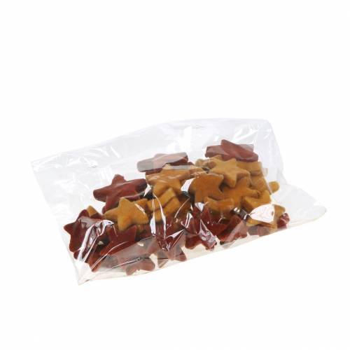 Floristik24 Scatter decoration star mix flocked curry, rooibos 4cm/5cm 40 pcs