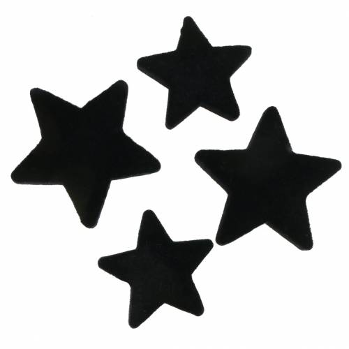 Product Scatter Decoration Stars Velvet Black 4/5cm 40 Pcs