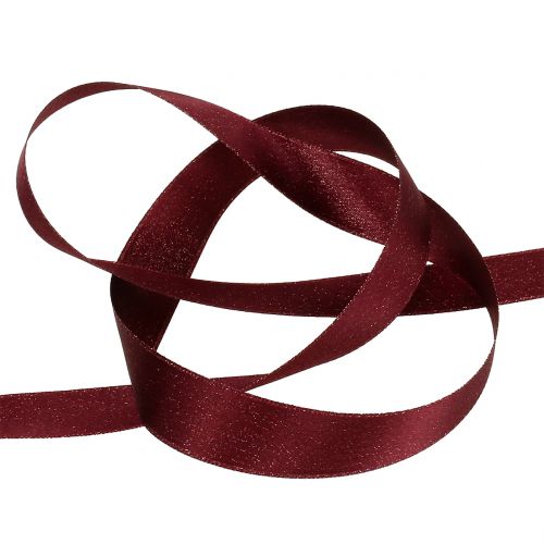 Product Satin ribbon with mica dark red 10mm 20m