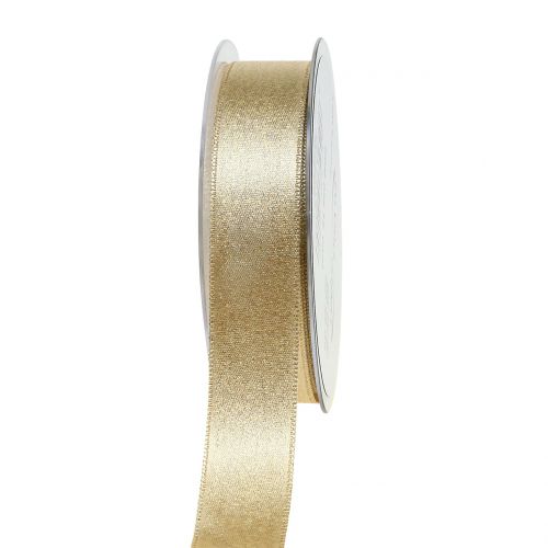 Floristik24 Satin ribbon with glitter gold 25mm 20m