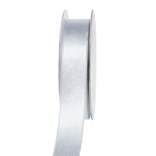 Floristik24 Satin ribbon with glitter silver 25mm 20m