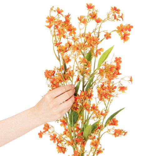 Artificial flower orchid branch orange filigree room decoration 110cm 3pcs | Floristik24.ie