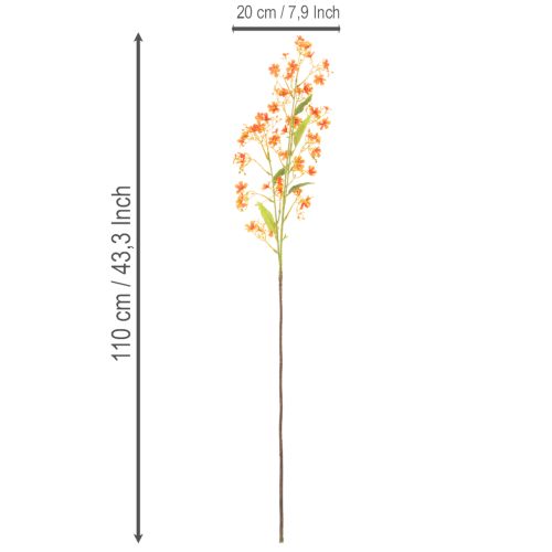 Artificial flower orchid branch orange filigree room decoration 110cm 3pcs | Floristik24.ie