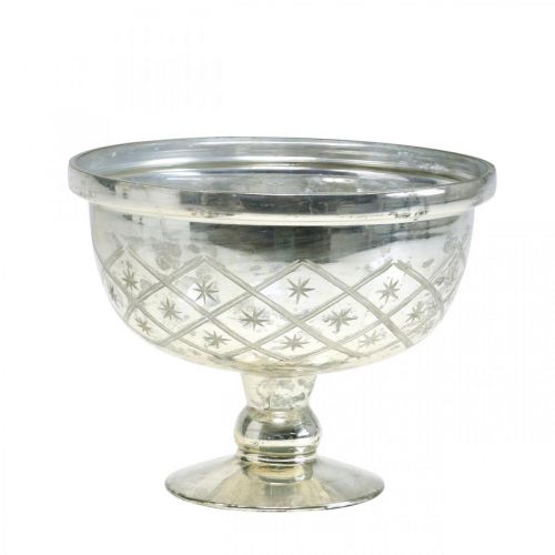 Glass bowl with foot shabby chic glass decoration champagne Ø17cm H13cm
