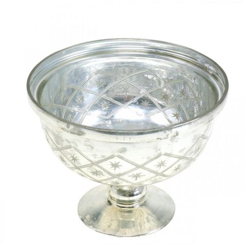 Floristik24 Glass bowl with foot shabby chic glass decoration champagne Ø17cm H13cm