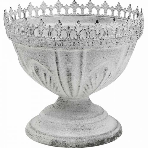 Decorative cup metal decorative bowl white with crown rim H15cm