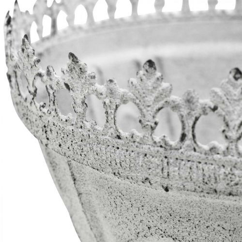 Floristik24 Decorative trophy metal decorative bowl white with crown edge H15cm