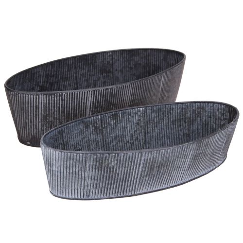 Floristik24 Bowl Oval Metal Black Grey Vintage 32.5/37cm Set of 2