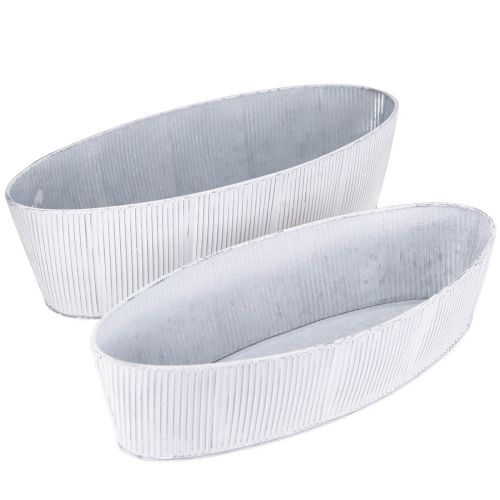 Floristik24 Oval metal bowl in white silver 32.5cm/37cm set of 2