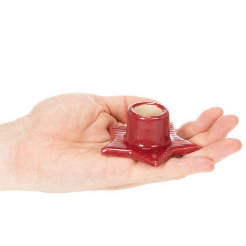 Star-shaped candle holder for taper candles, Advent and Christmas, 8cm, 2 pieces | Floristik24.ie