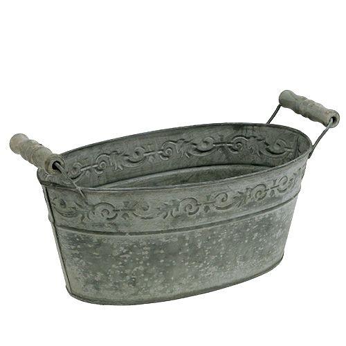 Zinc oval bowl 25cm x 13.5cm H10.5cm