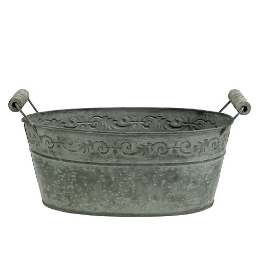 Floristik24 Zinc oval bowl 25cm x 13.5cm H10.5cm