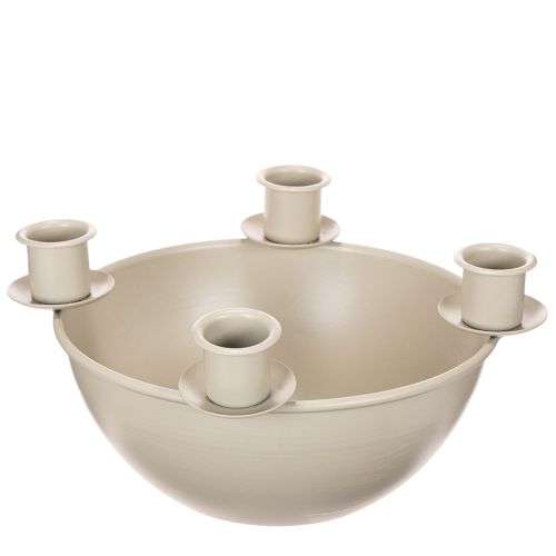 Candle holder with 4 holders, modern Advent wreath, beige, 15cm