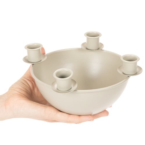 Candle holder with 4 holders, modern Advent wreath, beige, 15cm | Floristik24.ie