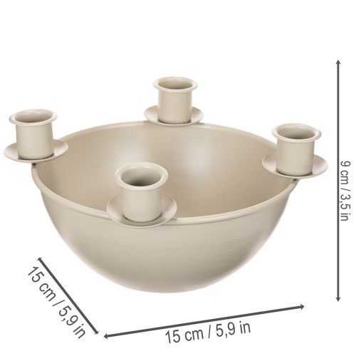 Candle holder with 4 holders, modern Advent wreath, beige, 15cm | Floristik24.ie