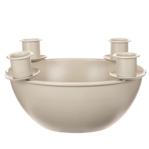 Candle holder with 4 holders, modern Advent wreath, beige, 15cm | Floristik24.ie