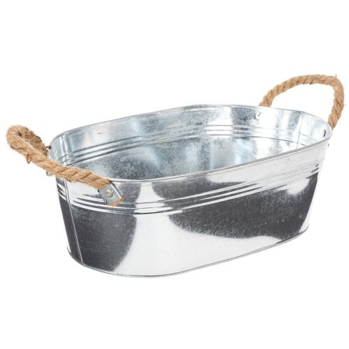 Oval bowl 35cm x 21.5cm H11.5cm, glossy zinc | Floristik24.ie