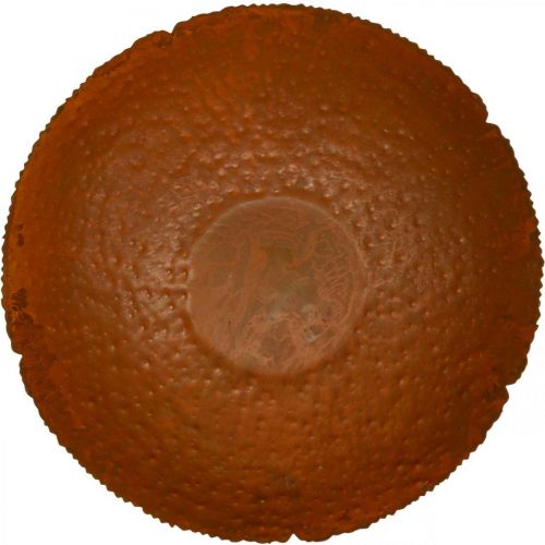 Decorative metal bowl, decorative bowl with a rustic look, Ø30cm H8.5cm | Floristik24.ie