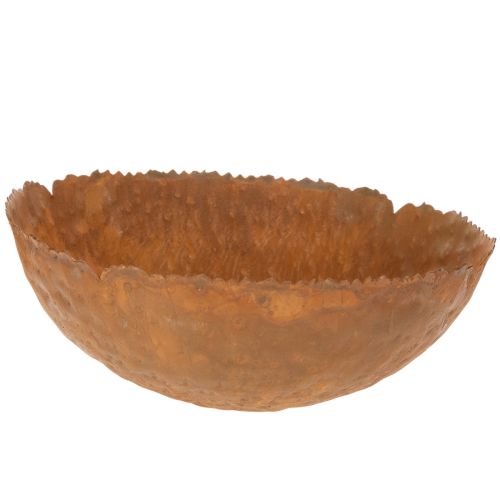 Round metal bowl with rust-effect textured surface, 20cm | Floristik24.ie