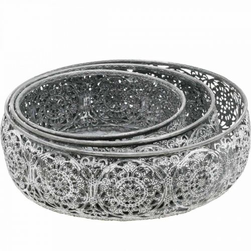 Product Decorative bowl metal gray white pattern Ø16/19.5/23.5cm set of 3
