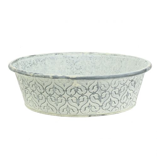 Floristik24 Zinc bowl washed with decor cream Ø28cm H8cm