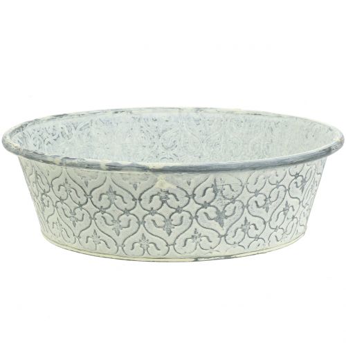Floristik24 Zinc bowl with decor cream washed Ø35.5cm H9cm