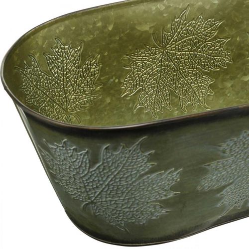 Product Planter bowl for autumn, metal decoration with leaf decoration green L38cm H15cm