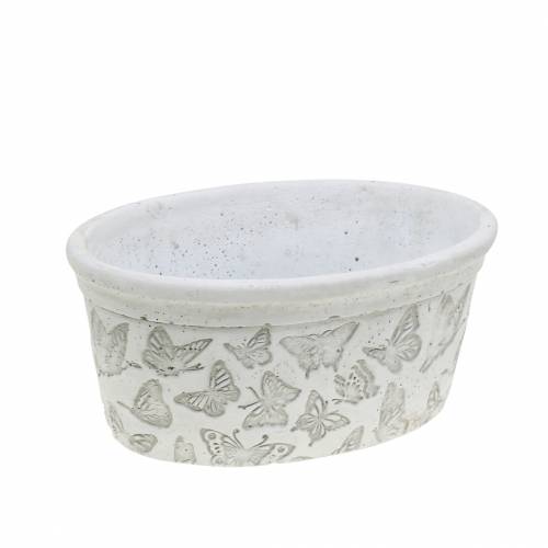 Floristik24 Plant pot bowl white with butterflies 17cm x 12cm H8cm 2pcs
