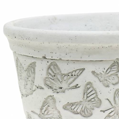 Floristik24 Plant pot bowl white with butterflies 21cm x 14cm H9.5cm 2pcs