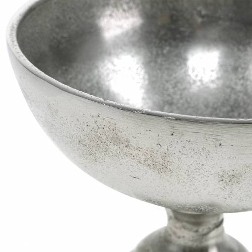 Floristik24 Bowl with foot silver metal Ø16cm table decoration, antique look